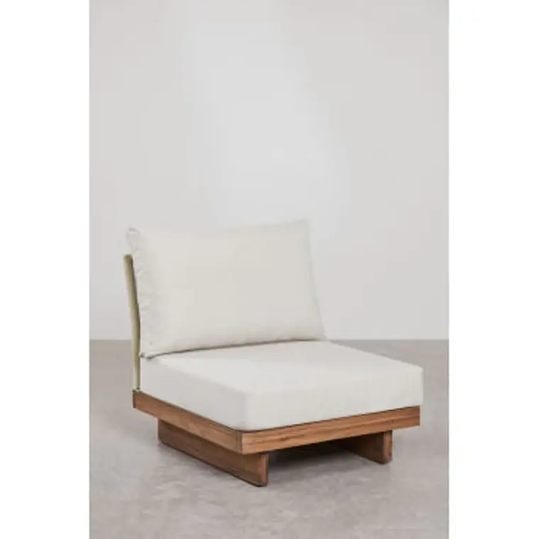 Módulo central para sofá modular de jardín en madera de acacia y cuerda trenzada Selena 11