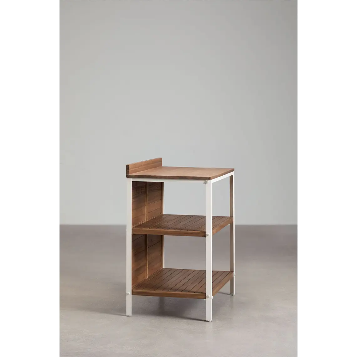 Módulo de almacenaje con estantes para cocina modular de exterior en madera de acacia y aluminio Arenira 5