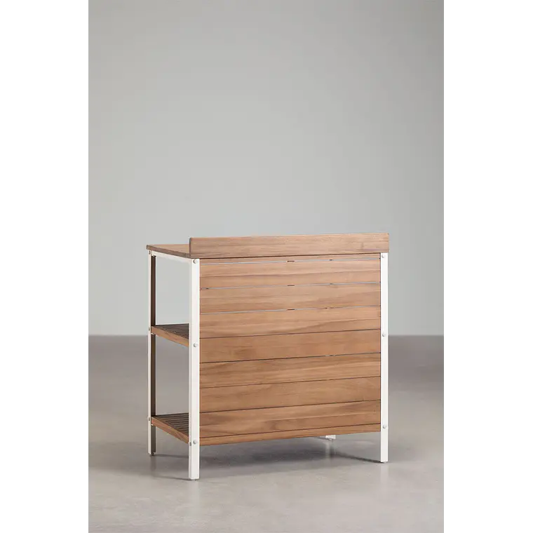 Módulo de almacenaje con estantes para cocina modular de exterior en madera de acacia y aluminio Arenira 6