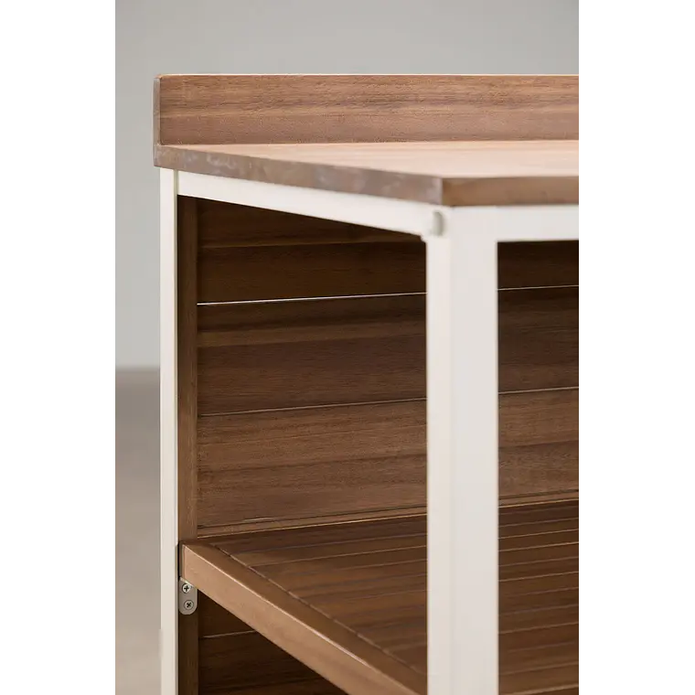 Módulo de almacenaje con estantes para cocina modular de exterior en madera de acacia y aluminio Arenira 7