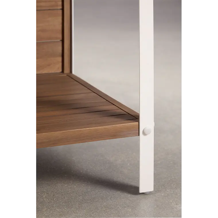 Módulo de almacenaje con estantes para cocina modular de exterior en madera de acacia y aluminio Arenira 8