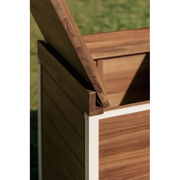 Módulo de almacenaje esquinero para cocina modular de exterior en madera de acacia y aluminio Branira 3