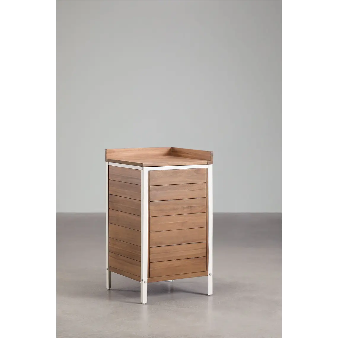 Módulo de almacenaje esquinero para cocina modular de exterior en madera de acacia y aluminio Branira 4