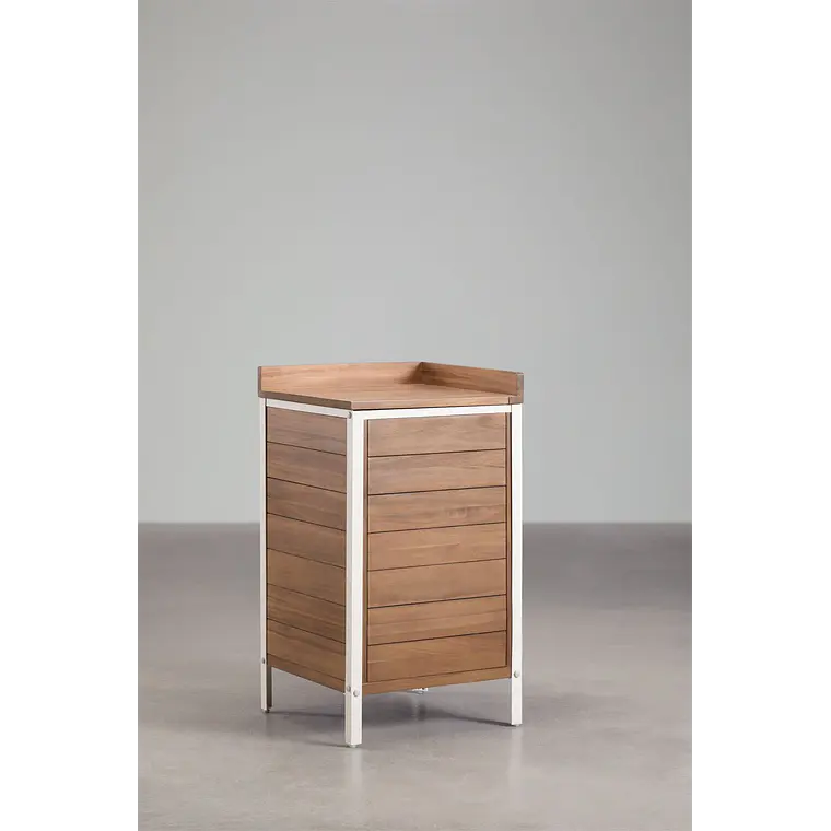 Módulo de almacenaje esquinero para cocina modular de exterior en madera de acacia y aluminio Branira 4
