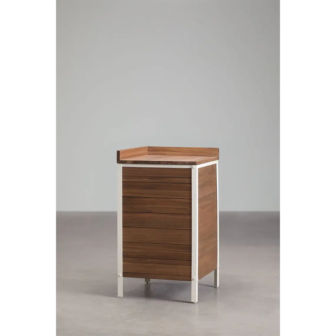 Módulo de almacenaje esquinero para cocina modular de exterior en madera de acacia y aluminio Branira 5