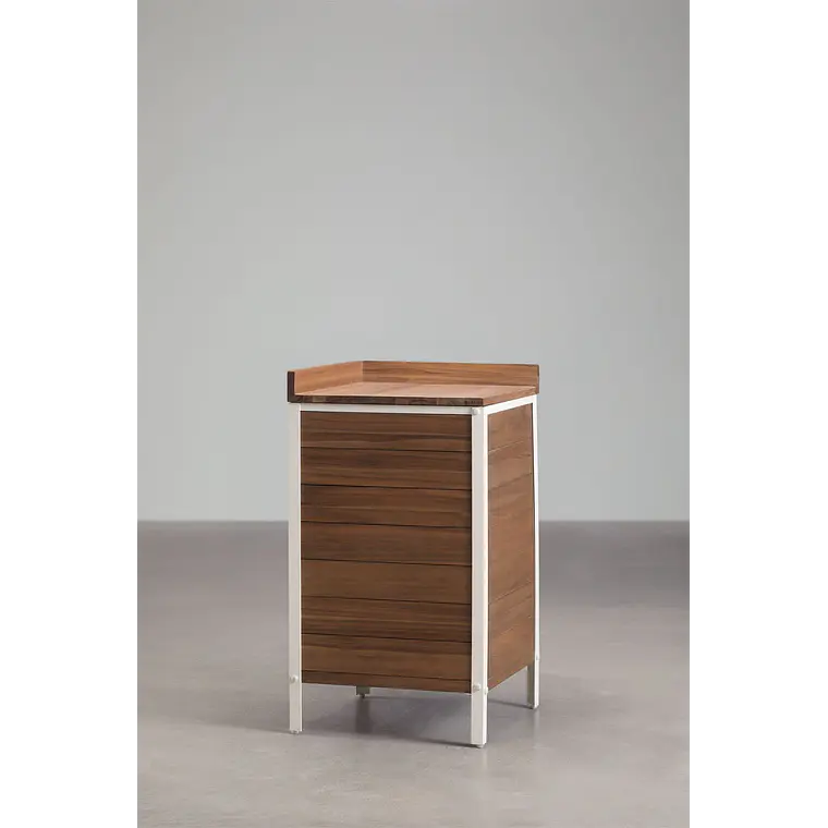 Módulo de almacenaje esquinero para cocina modular de exterior en madera de acacia y aluminio Branira 5