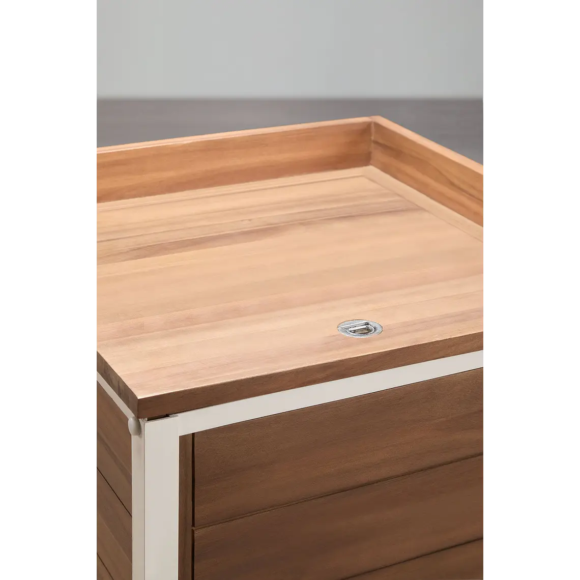 Módulo de almacenaje esquinero para cocina modular de exterior en madera de acacia y aluminio Branira 7