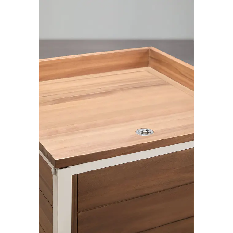 Módulo de almacenaje esquinero para cocina modular de exterior en madera de acacia y aluminio Branira 7