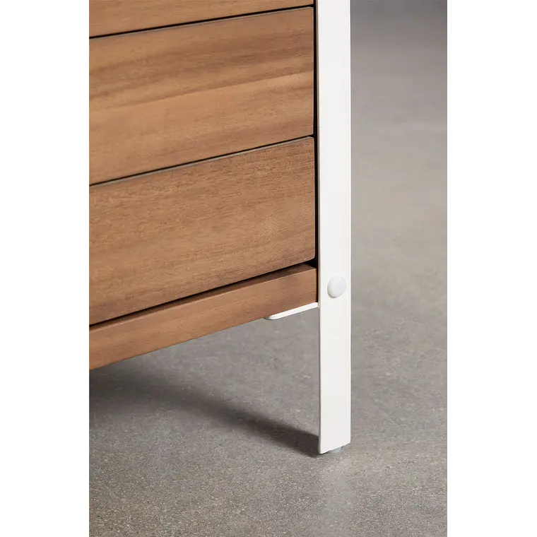 Módulo de almacenaje esquinero para cocina modular de exterior en madera de acacia y aluminio Branira 9