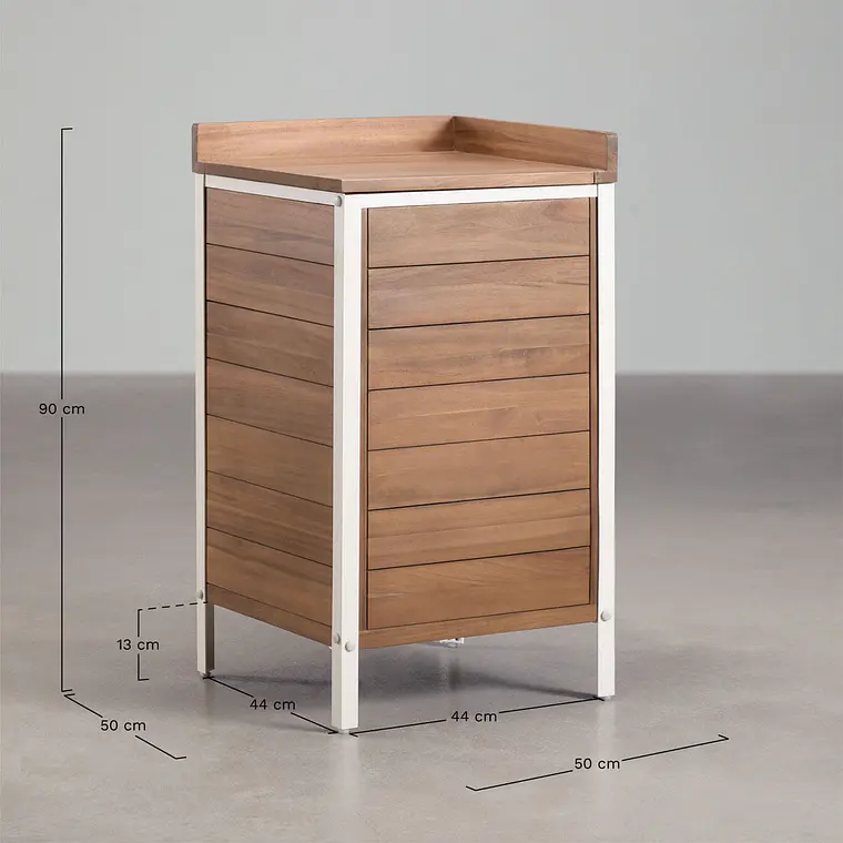 Módulo de almacenaje esquinero para cocina modular de exterior en madera de acacia y aluminio Branira 11