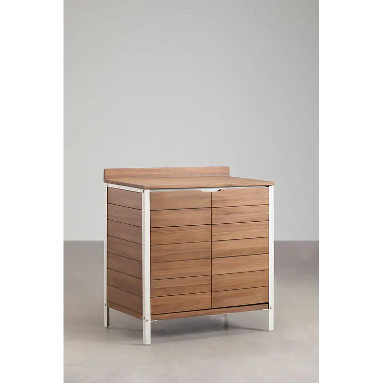 Módulo de almacenaje para cocina modular de exterior en madera de acacia y aluminio Alvina 4