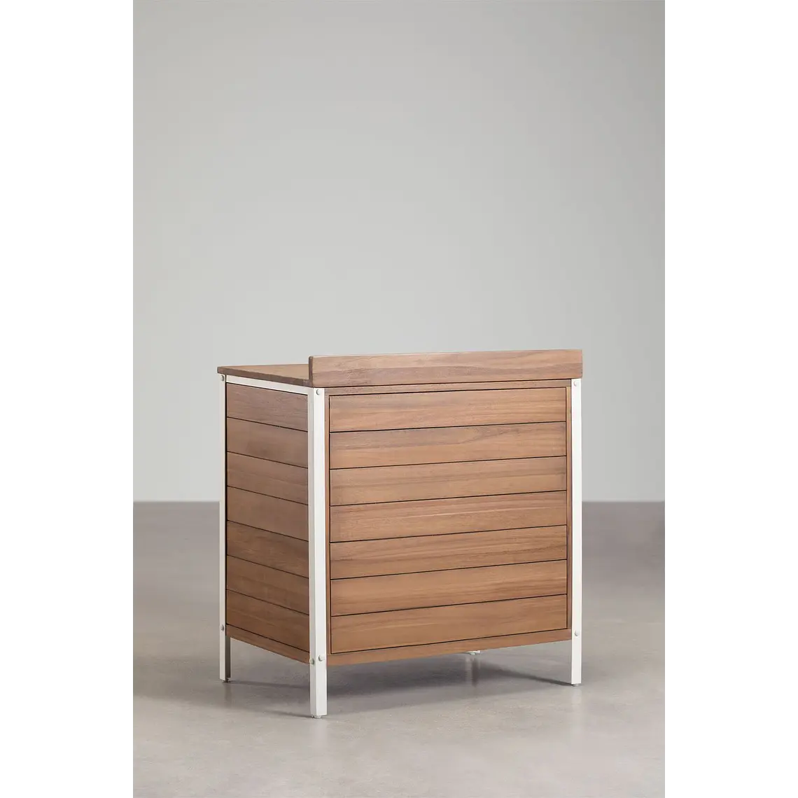 Módulo de almacenaje para cocina modular de exterior en madera de acacia y aluminio Alvina 7
