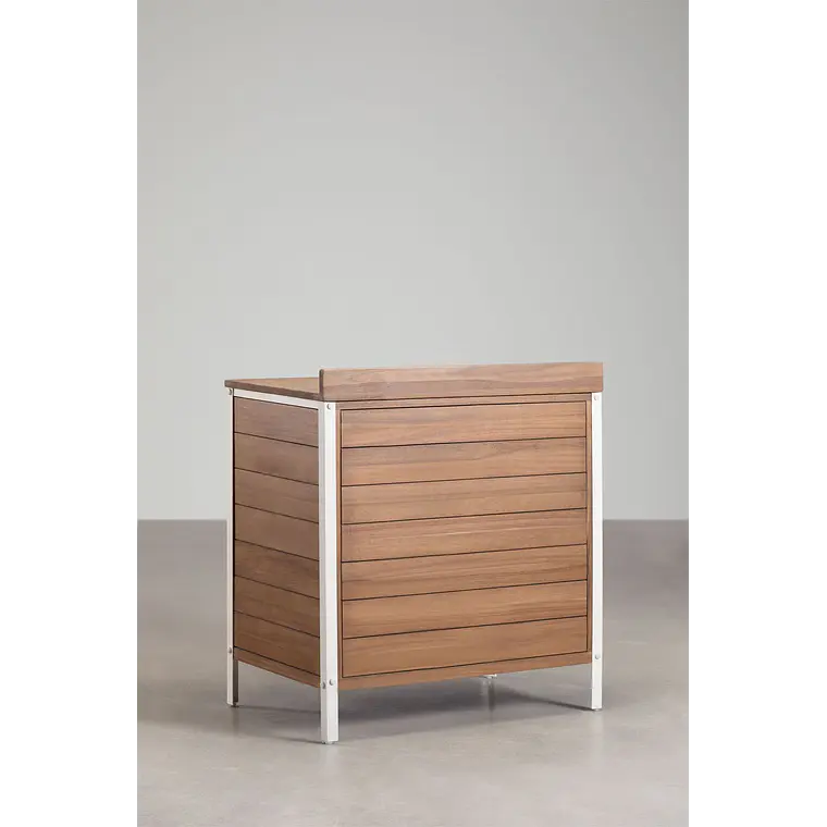 Módulo de almacenaje para cocina modular de exterior en madera de acacia y aluminio Alvina 7