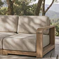 Módulo esquinero derecho para sofá modular de jardín en madera de acacia Zenova - Miniatura 1