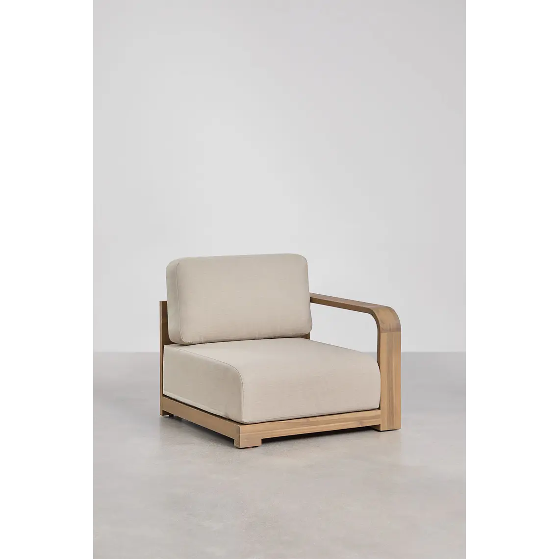Módulo esquinero derecho para sofá modular de jardín en madera de acacia Zenova 4