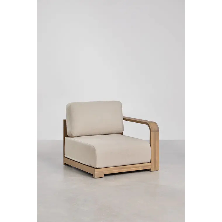 Módulo esquinero derecho para sofá modular de jardín en madera de acacia Zenova 4