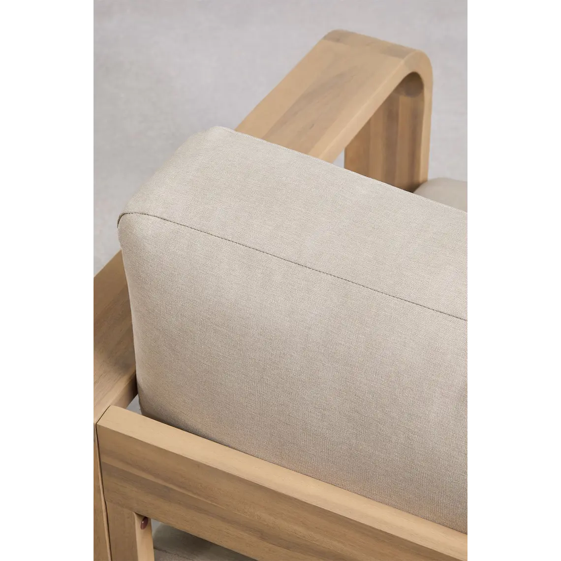 Módulo esquinero derecho para sofá modular de jardín en madera de acacia Zenova 5