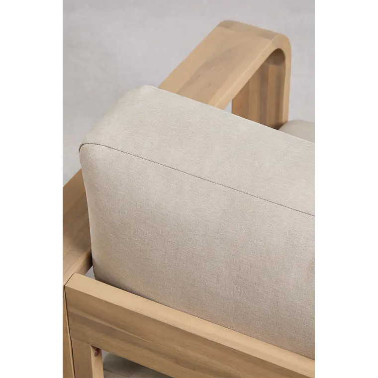 Módulo esquinero derecho para sofá modular de jardín en madera de acacia Zenova 5