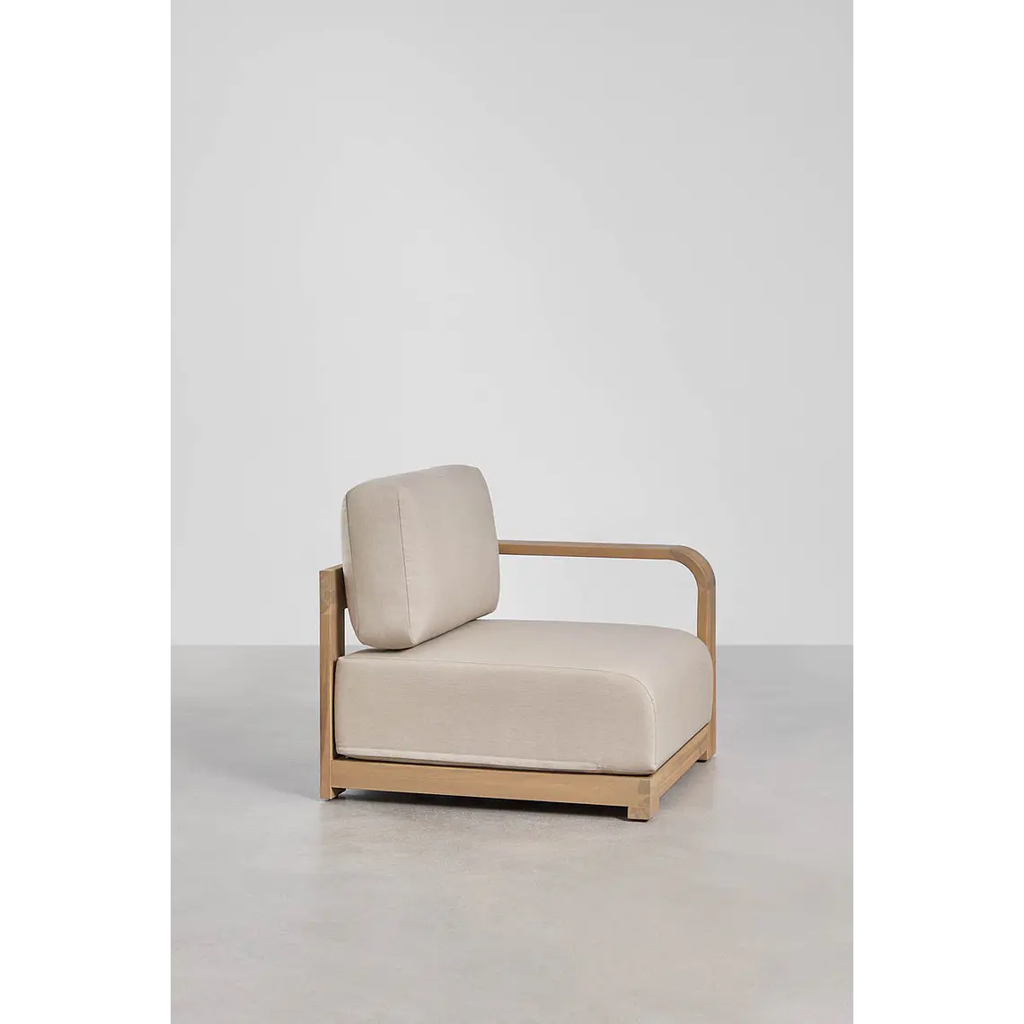 Módulo esquinero derecho para sofá modular de jardín en madera de acacia Zenova 6
