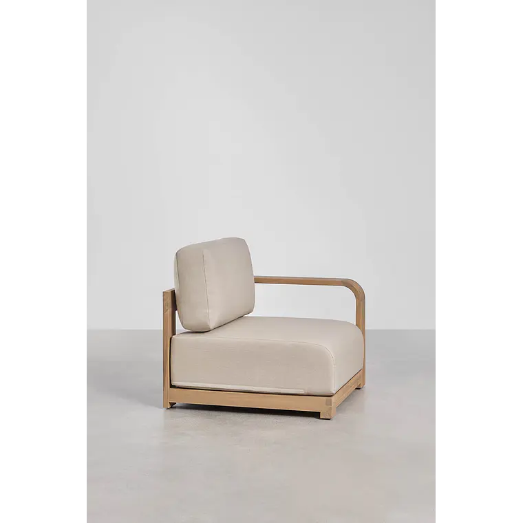 Módulo esquinero derecho para sofá modular de jardín en madera de acacia Zenova 6