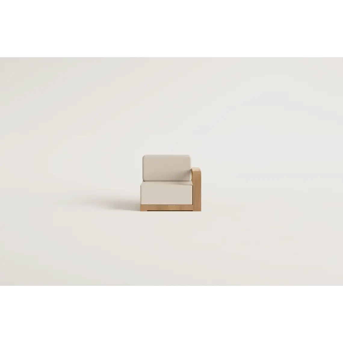 Módulo esquinero derecho para sofá modular de jardín en madera de acacia Zenova 11