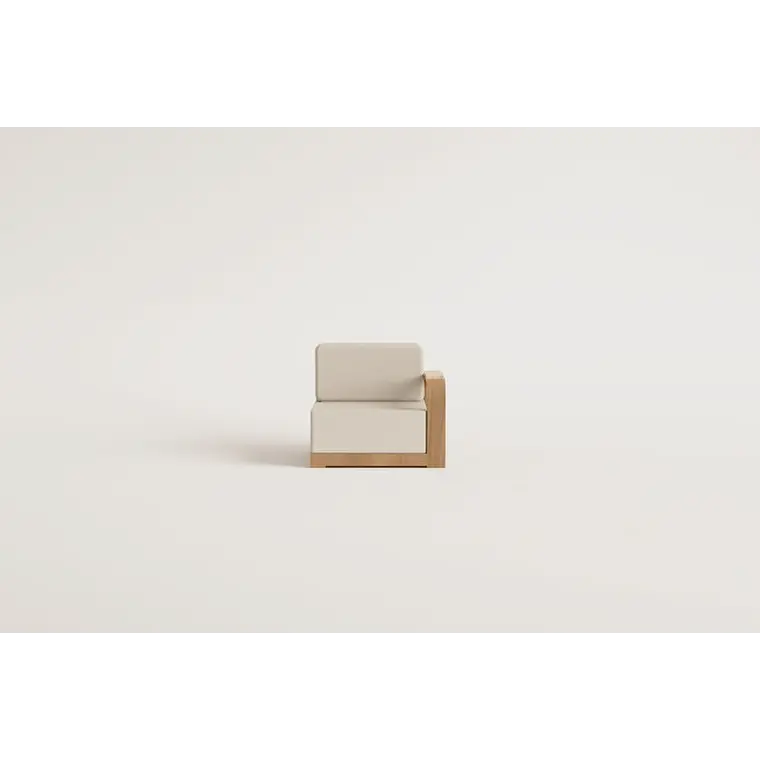 Módulo esquinero derecho para sofá modular de jardín en madera de acacia Zenova 11