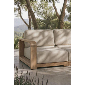 Módulo esquinero izquierdo para sofá modular de jardín en madera de acacia Brenova