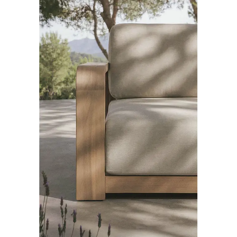Módulo esquinero izquierdo para sofá modular de jardín en madera de acacia Brenova 3