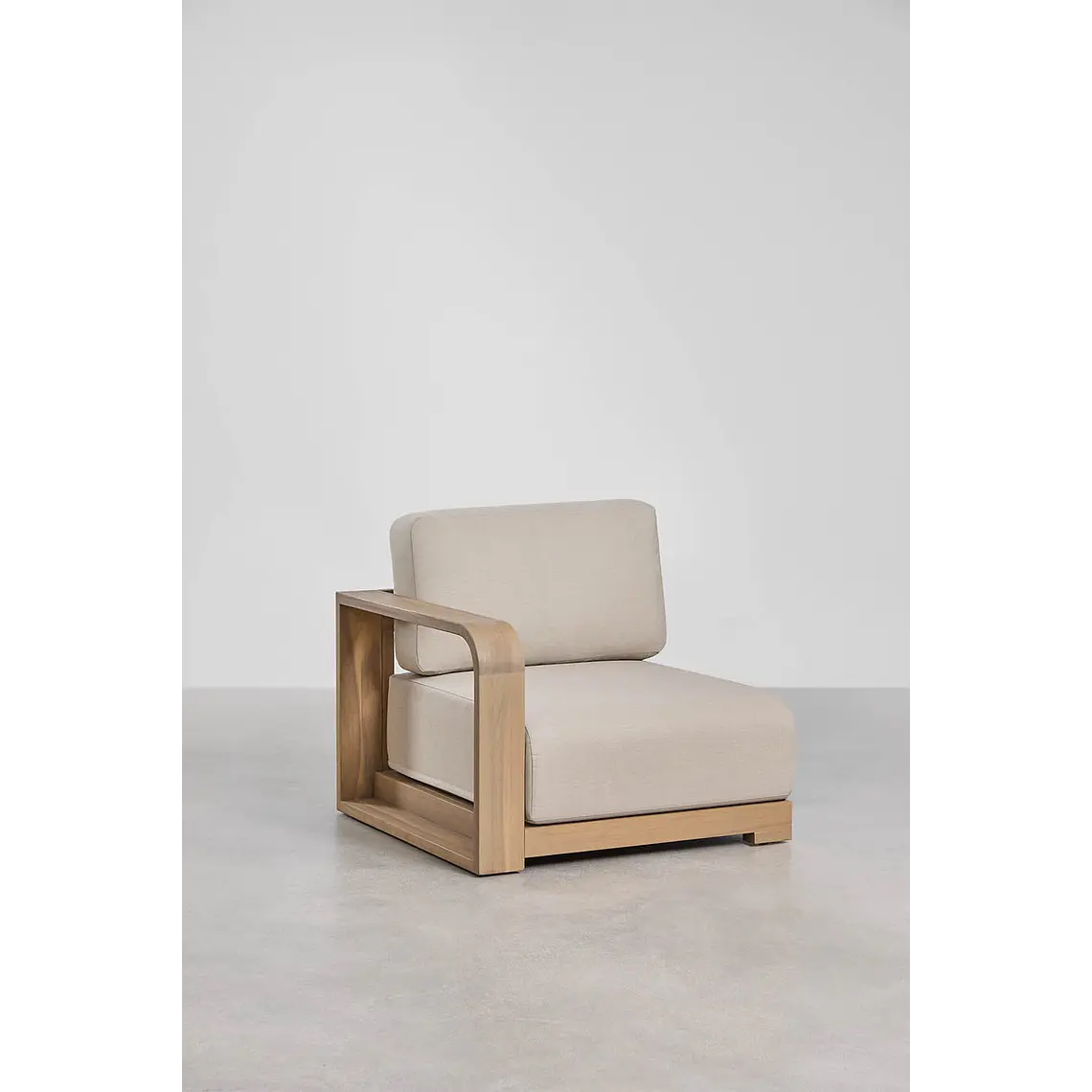 Módulo esquinero izquierdo para sofá modular de jardín en madera de acacia Brenova 4