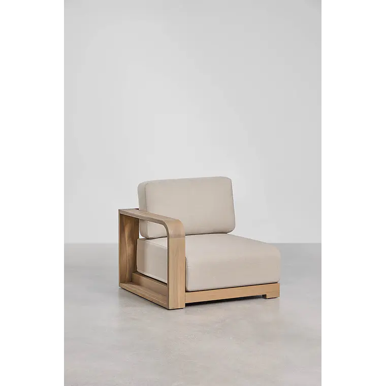 Módulo esquinero izquierdo para sofá modular de jardín en madera de acacia Brenova 4