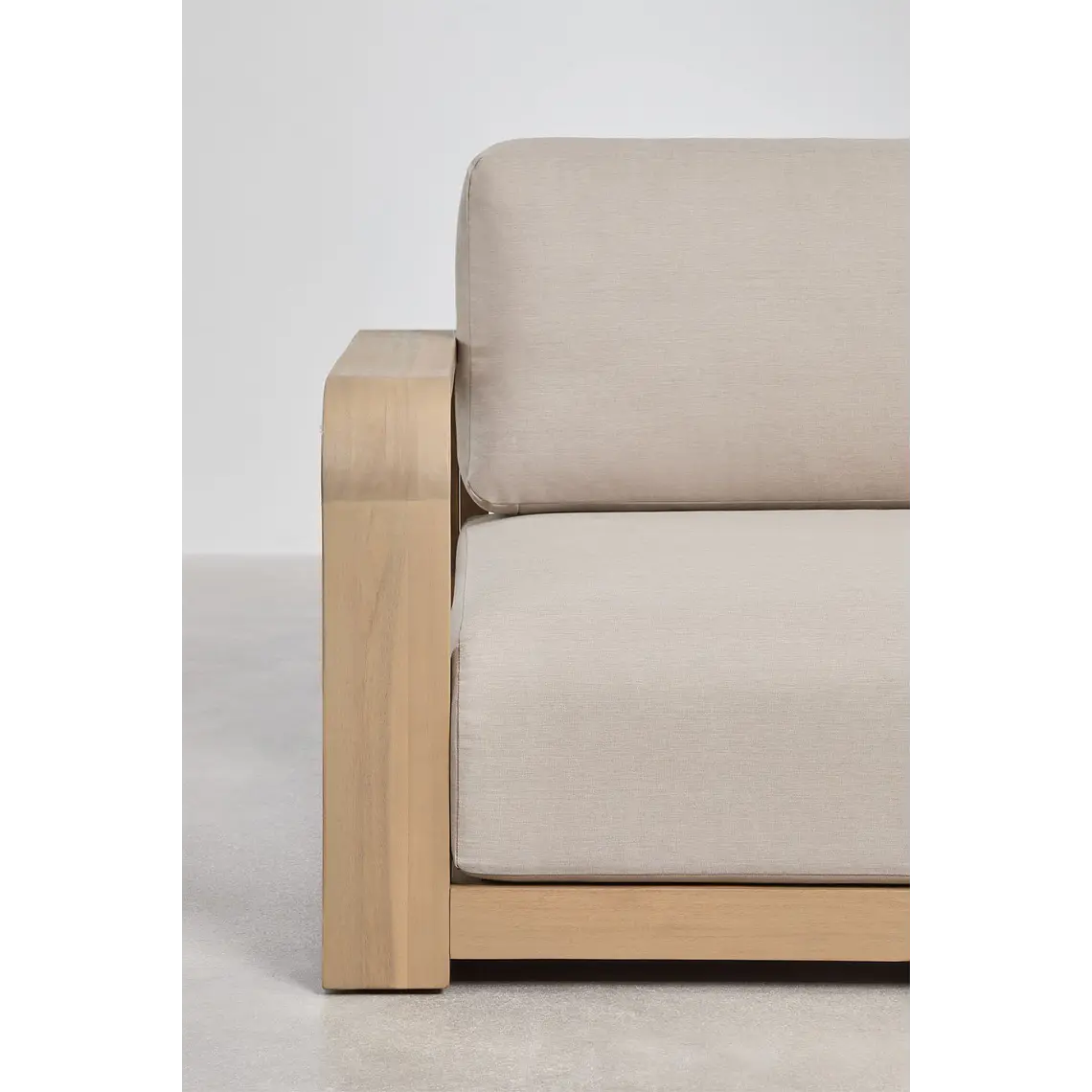 Módulo esquinero izquierdo para sofá modular de jardín en madera de acacia Brenova 5