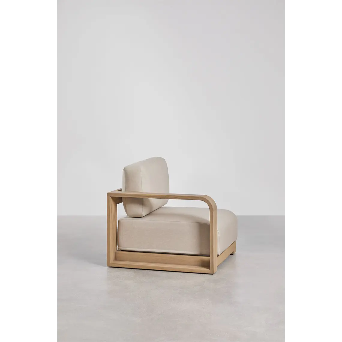 Módulo esquinero izquierdo para sofá modular de jardín en madera de acacia Brenova 6