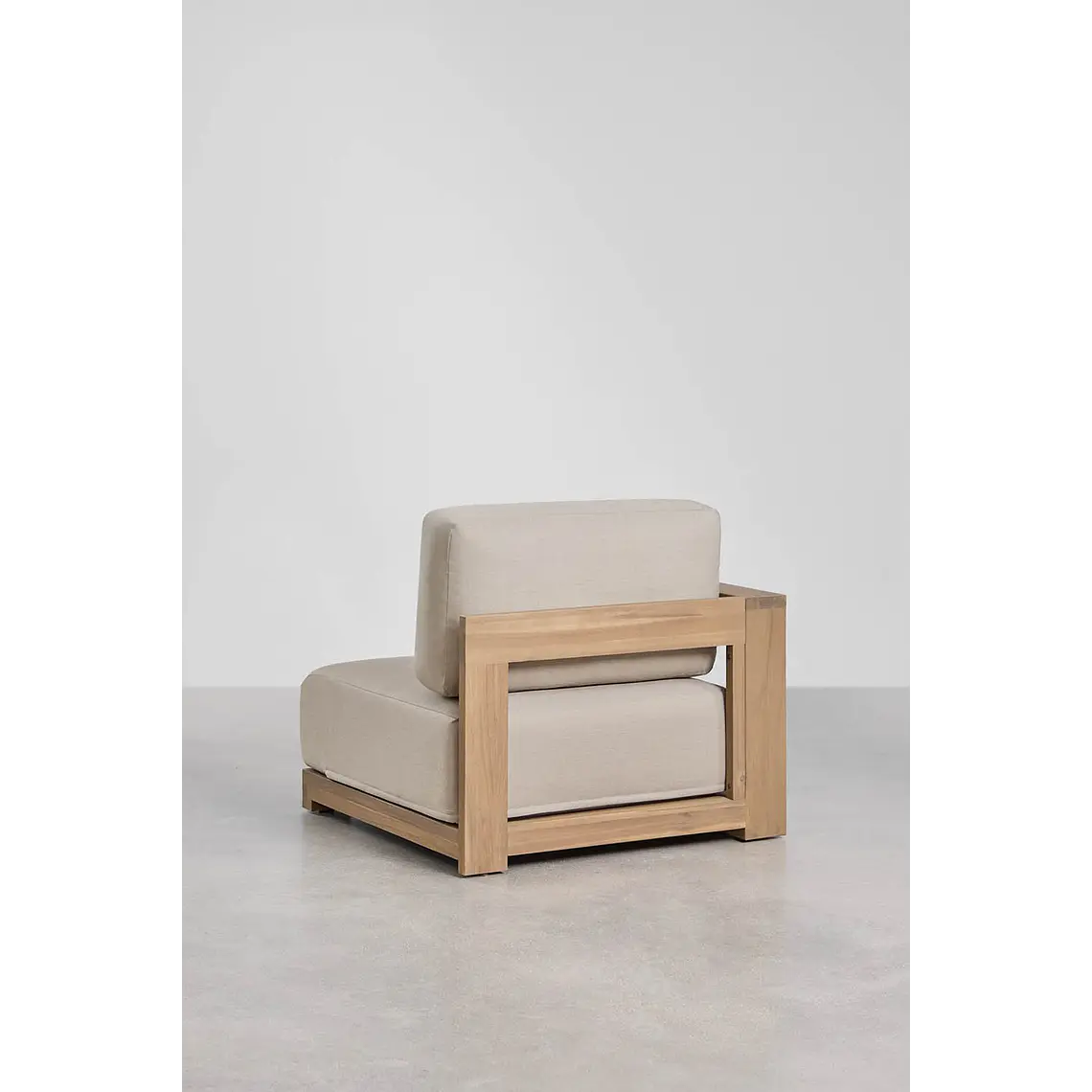 Módulo esquinero izquierdo para sofá modular de jardín en madera de acacia Brenova 7
