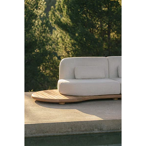 Módulo esquinero izquierdo para sofá modular de jardín en madera de acacia Lareva