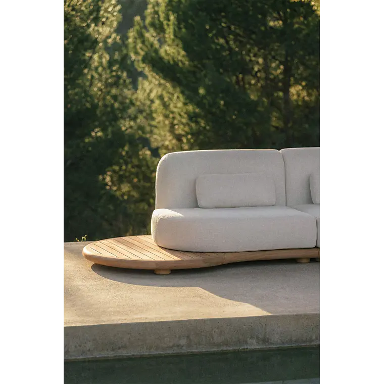 Módulo esquinero izquierdo para sofá modular de jardín en madera de acacia Lareva 2