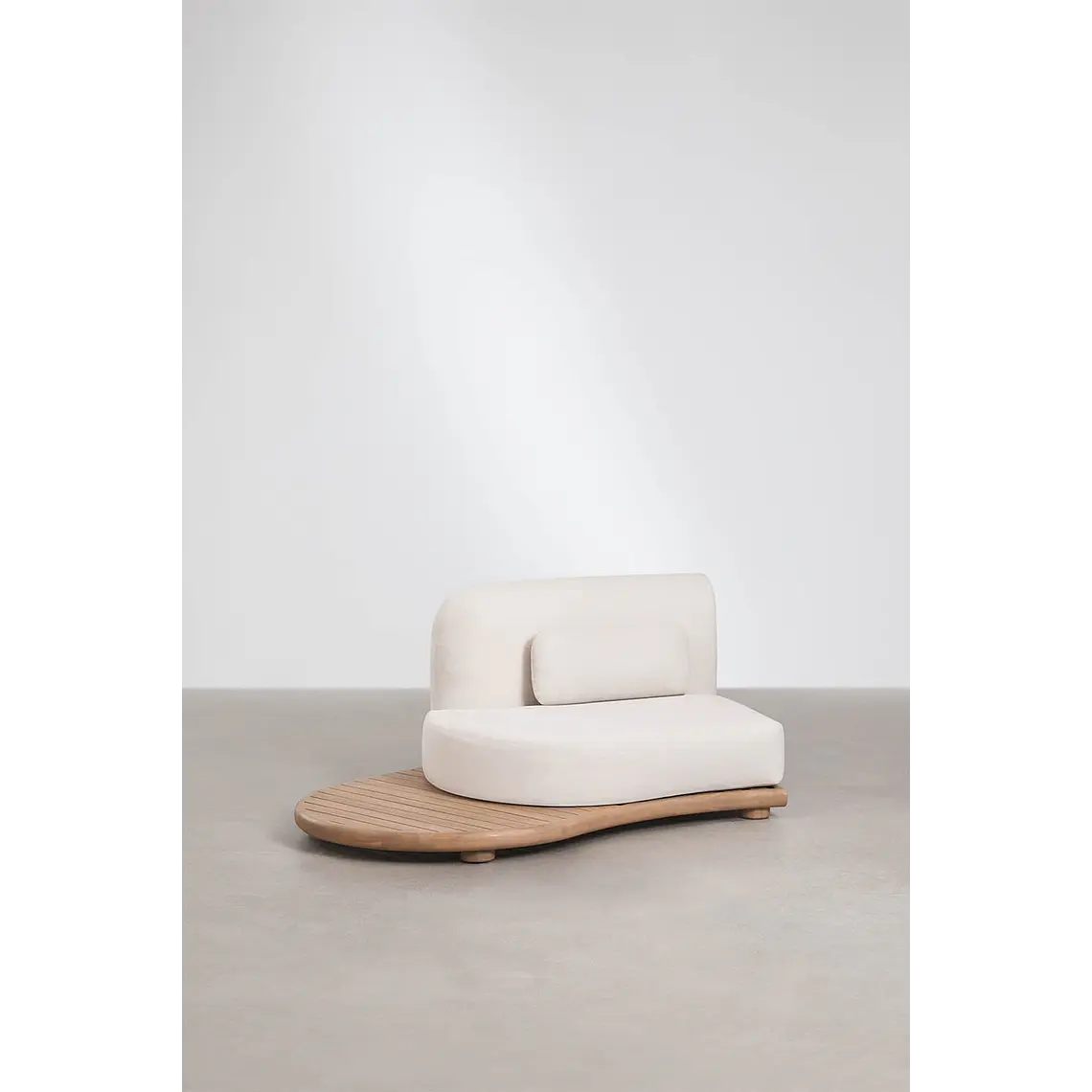 Módulo esquinero izquierdo para sofá modular de jardín en madera de acacia Lareva 4