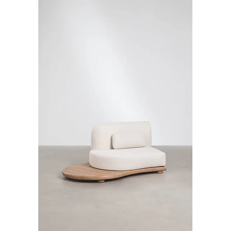Módulo esquinero izquierdo para sofá modular de jardín en madera de acacia Lareva 4