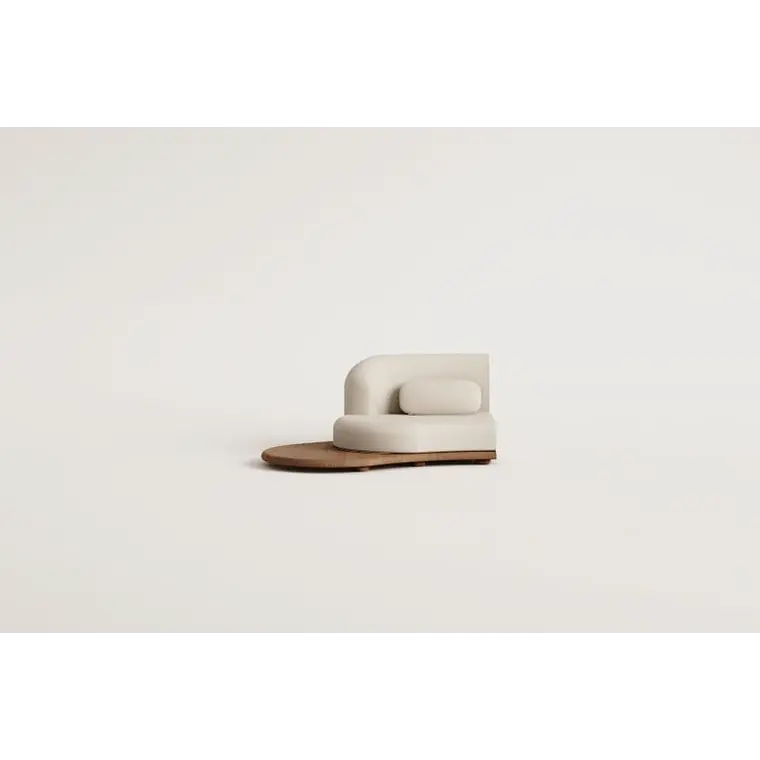 Módulo esquinero izquierdo para sofá modular de jardín en madera de acacia Lareva 12