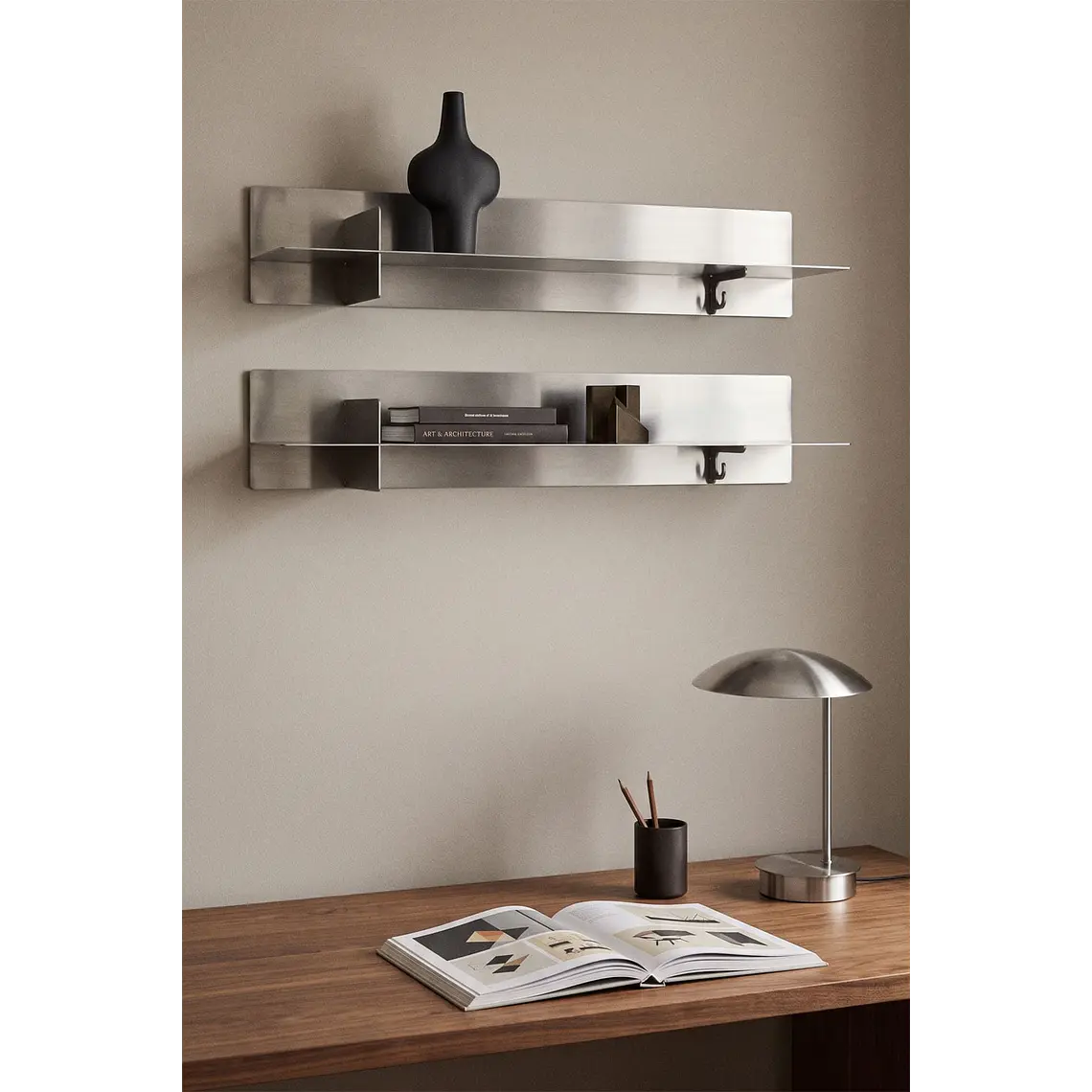 Pack de 2 estantes de pared en acero inoxidable 1