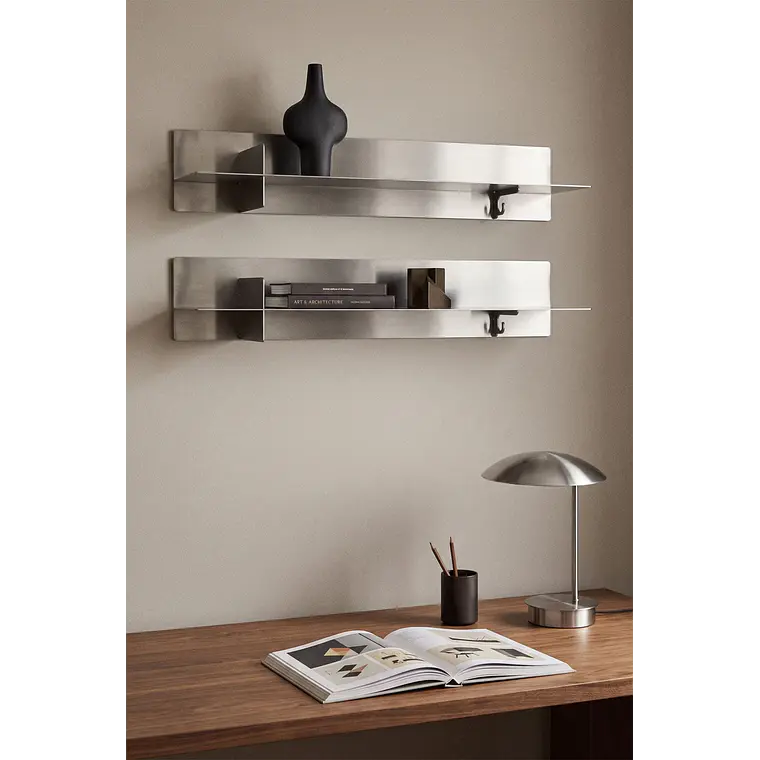 Pack de 2 estantes de pared en acero inoxidable 1