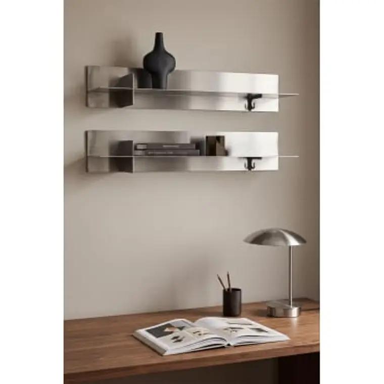 Pack de 2 estantes de pared en acero inoxidable 9
