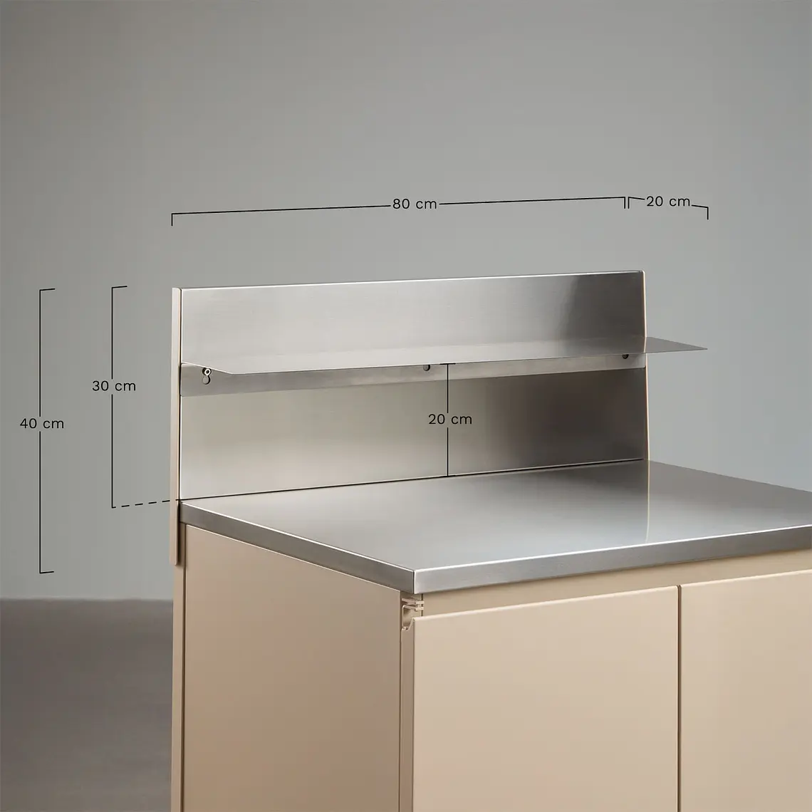 Panel con estante 80x30 cm para cocina modular de exterior en acero inoxidable Tereva 6