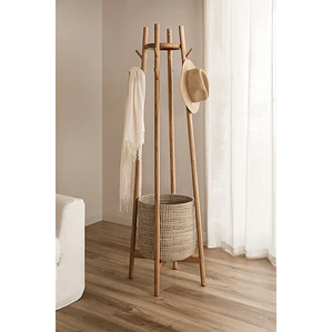 Perchero de pie en madera de roble Alda