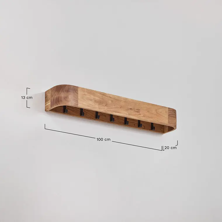 Perchero mural 100 cm en madera de acacia Avela 11