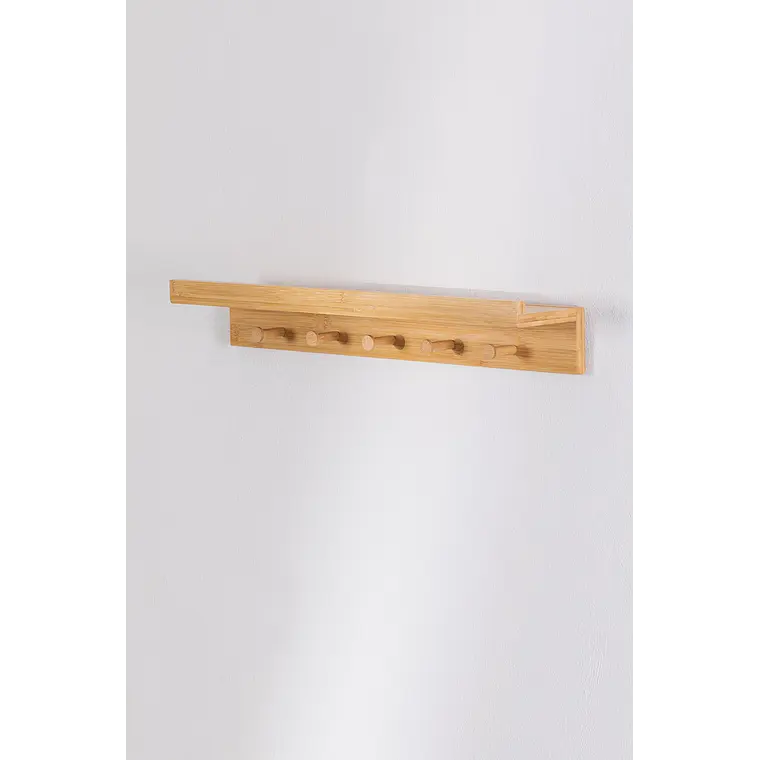 Perchero mural 60 cm con estante de bambú Rina 2