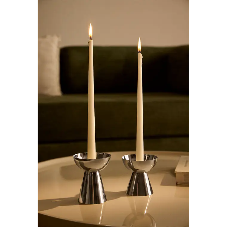 Set de 2 candelabros en acero inoxidable Zora 1