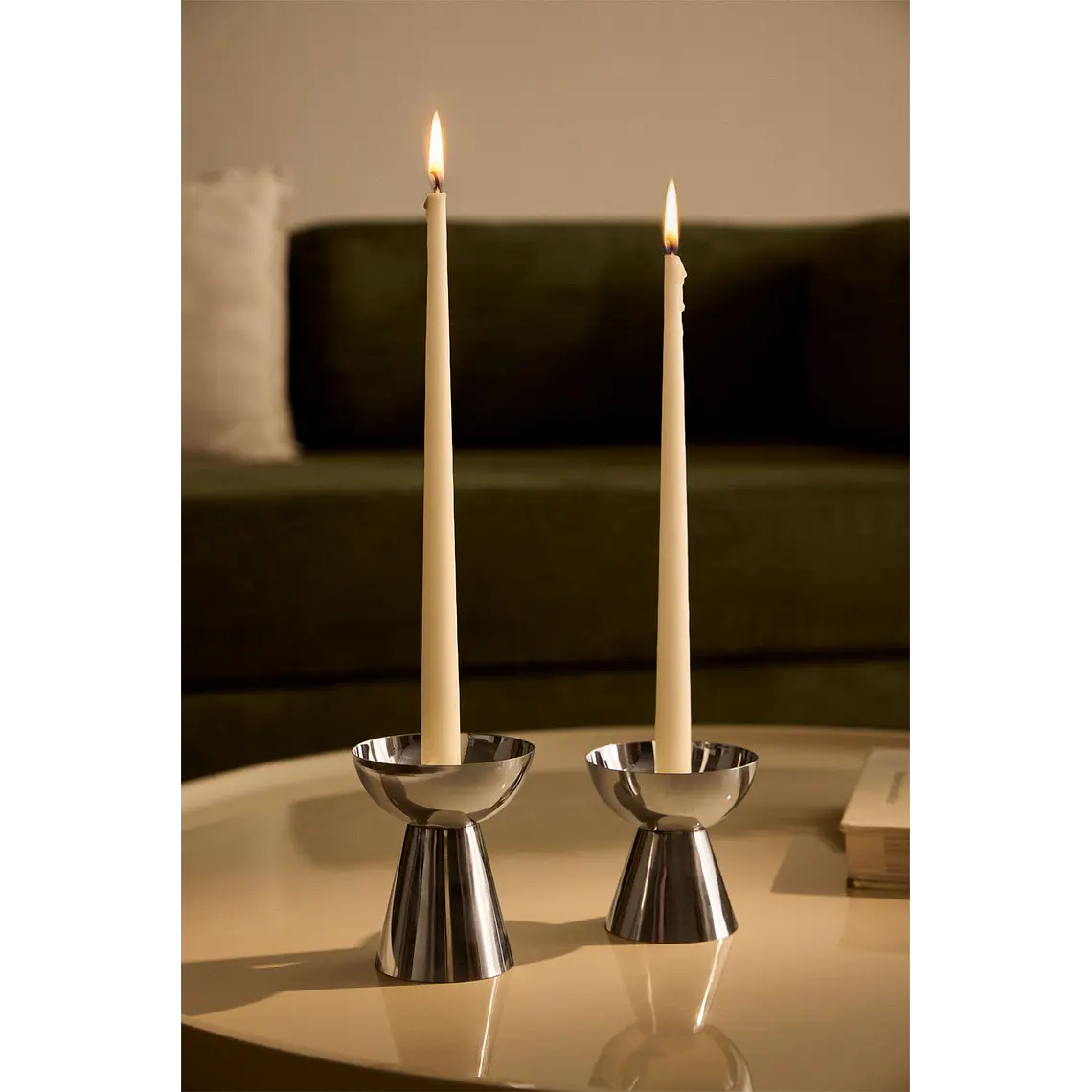 Set de 2 candelabros en acero inoxidable Zora 2