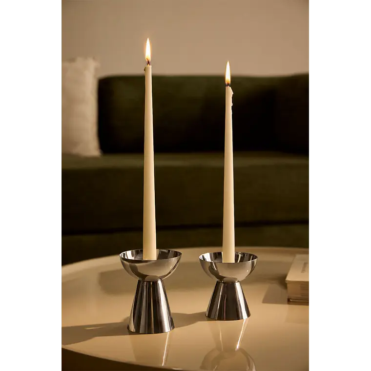 Set de 2 candelabros en acero inoxidable Zora 2