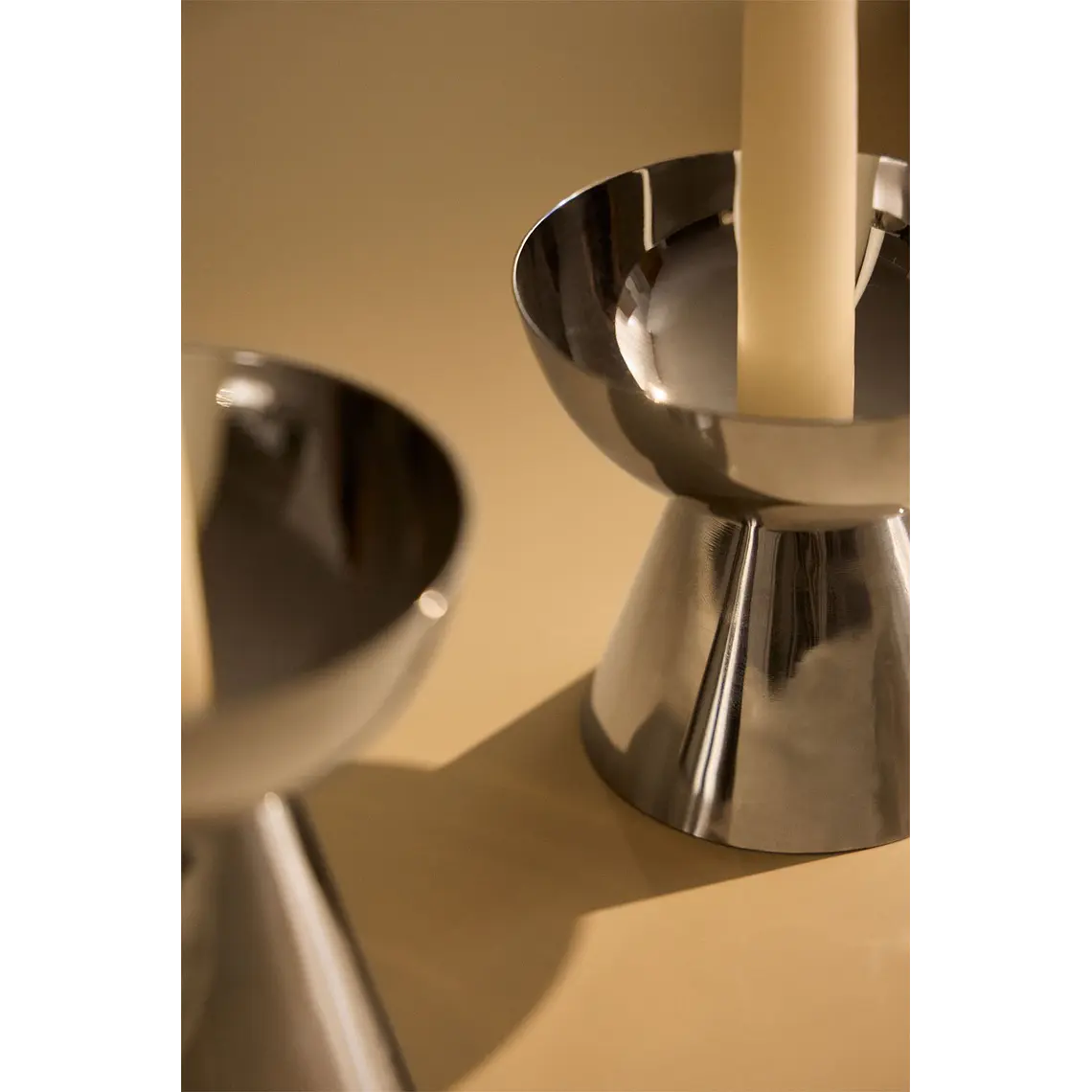 Set de 2 candelabros en acero inoxidable Zora 3