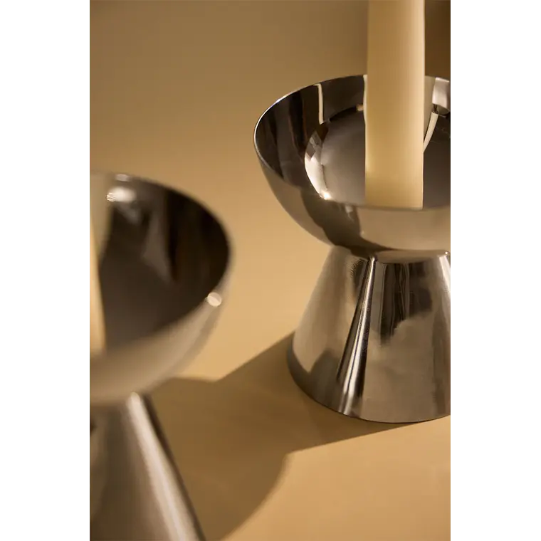 Set de 2 candelabros en acero inoxidable Zora 3